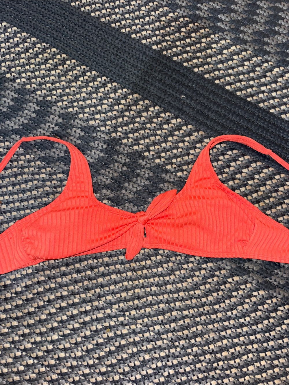 Xhilaration Coral Ribbed Knot-Front Bikini Top